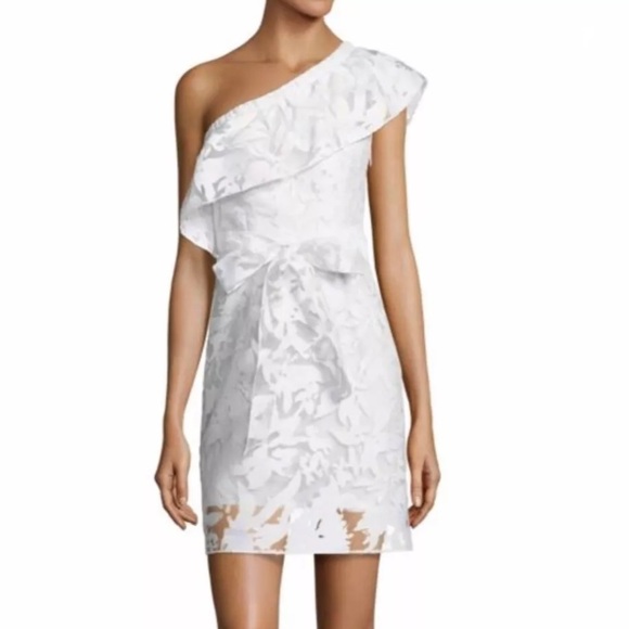 Milly Dresses & Skirts - MILLY TARA FLORAL ONE-SHOULDER DRESS SIZE: 2 WHITE.